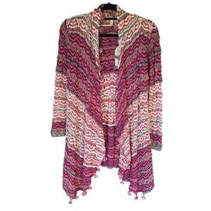 Anthropologie MOTH Kasimira Pom Pom Sweater Cardigan Womens Size Large NWT Boho